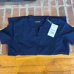 Mandala Navy Scrub Top